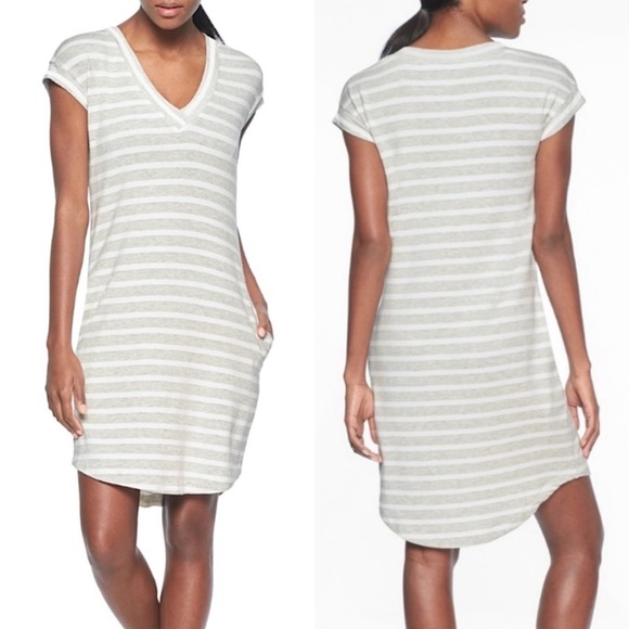 Athleta Newport French Terry Cloth Striped Dress - Picture 1 of 12